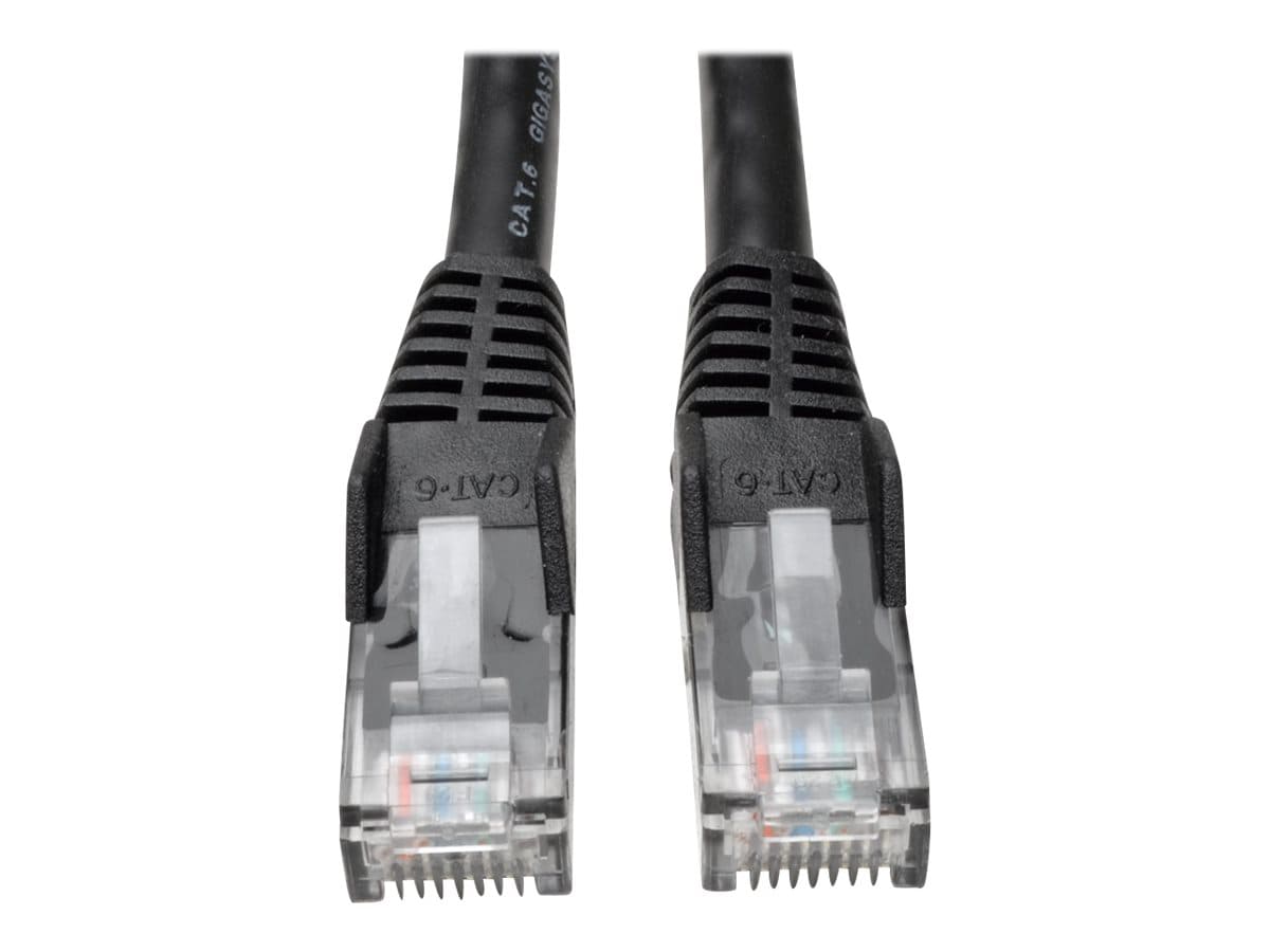 Eaton Tripp Lite Series Cat6 Gigabit Snagless Molded (UTP) Ethernet Cable (RJ45 M/M), PoE, Black, 1 ft. (0.31 m) - patch