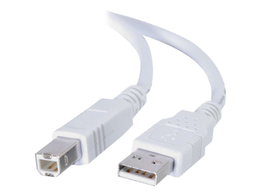 C2G 9.8ft USB to USB B Cable - USB A to USB B - USB 2.0 - White - M/M - USB cable - USB to USB Type B - 3 m