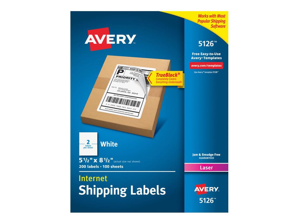 Avery 55 X 85 White Shipping Labels 5126 Printer Supplies And Accessories 4041