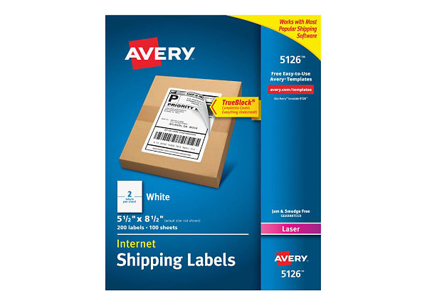 8.5 x 5.5 White Half Sheet Shipping Labels :313402 200