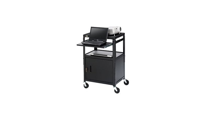 Bretford Basics Adjustable Projector Cart with Cabinet CA2642NS - cart - for projector / notebook - black powder
