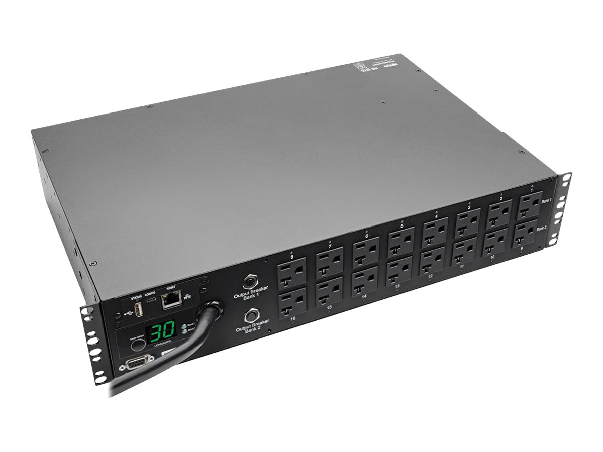 Thumbnail 2 of 5 for Eaton 2.9kW Single-Phase Switched PDU - LX Interface, 120V Outlets (16 5-15/20R), 10 ft. (3.05 m) Cord with L5-30P, 2U,