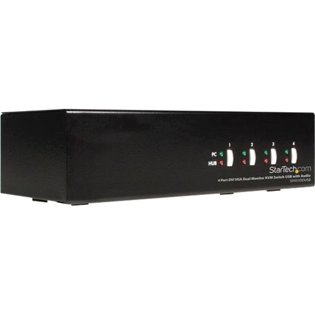 StarTech.com 4 Port DVI VGA Dual Monitor KVM Switch USB with Audio & USB 2.0 Hub