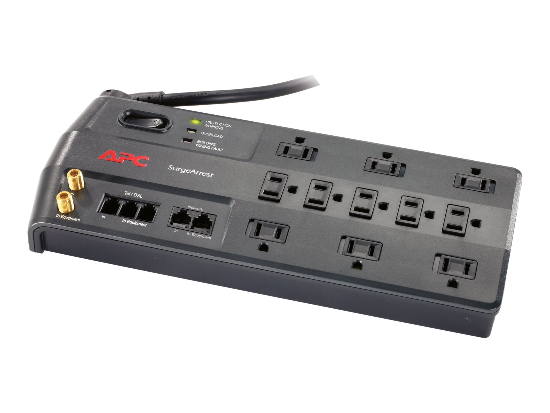APC 11-Outlet Phone, Coax, Ethernet Surge Protector, 8ft Cord 3020 Joules