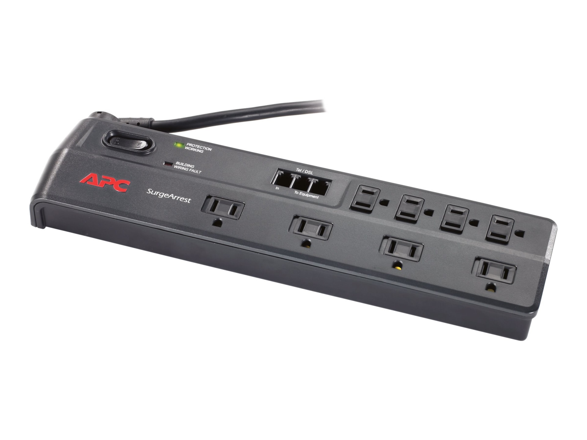 APC 8-Outlet Telephone Surge Protector, 6ft Cord 2770 Joules, Black