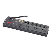APC 8-Outlet Telephone, Coax Surge Protector, 6ft Cord 2770 Joules, Black