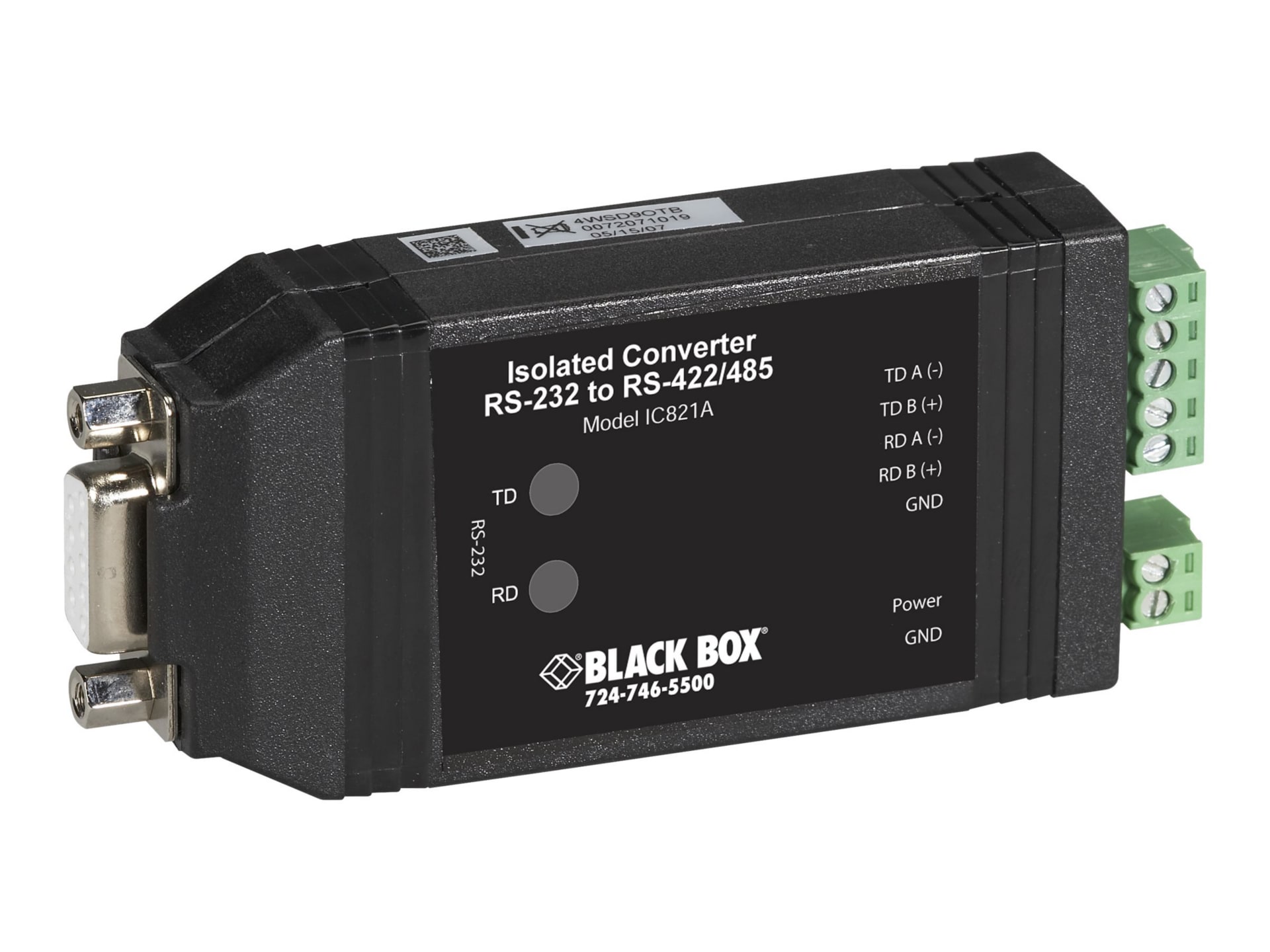 Black Box Universal RS-232<->RS-422/485 Converter with Opto-Isolation - serial adapter - RS-232 - RS-422/485