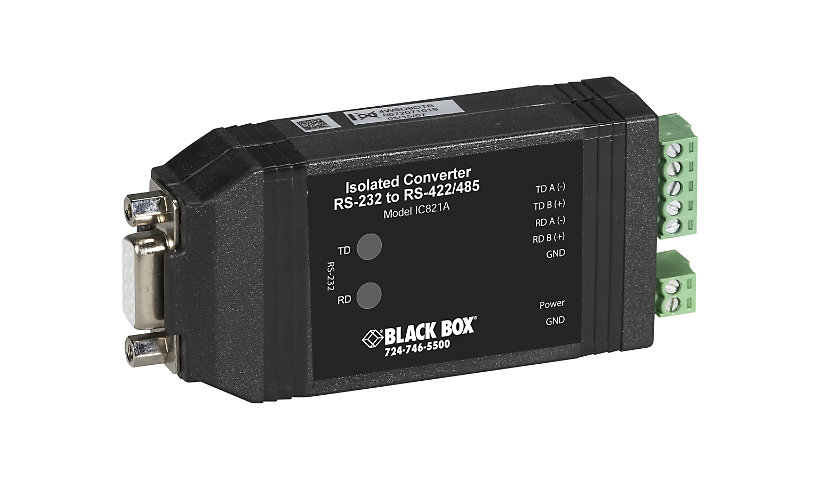 Black Box Universal RS-232<->RS-422/485 Converter with Opto-Isolation - serial adapter - RS-232 - RS-422/485
