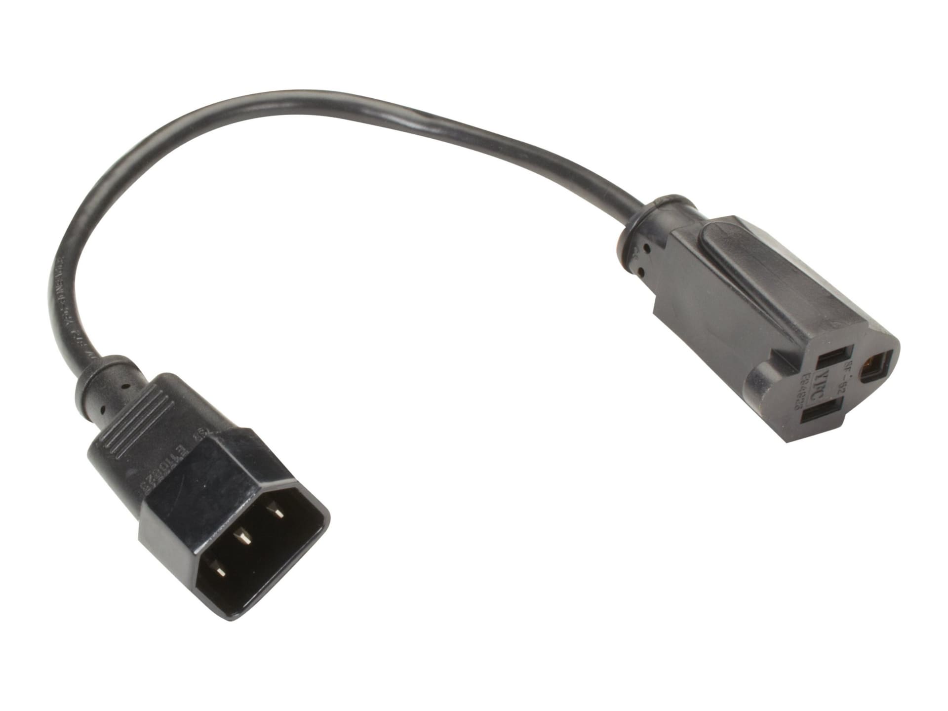 Black Box 1ft PDU Power Adapter Cord, 10A 18AWG, C14 to 5-15R, 1'