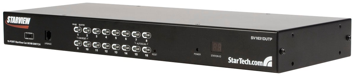 StarTech.com 16 Port 1U Rack Mount USB PS/2 Cat5 UTP KVM Switch - KVM switch - 16 ports - rack-mountable