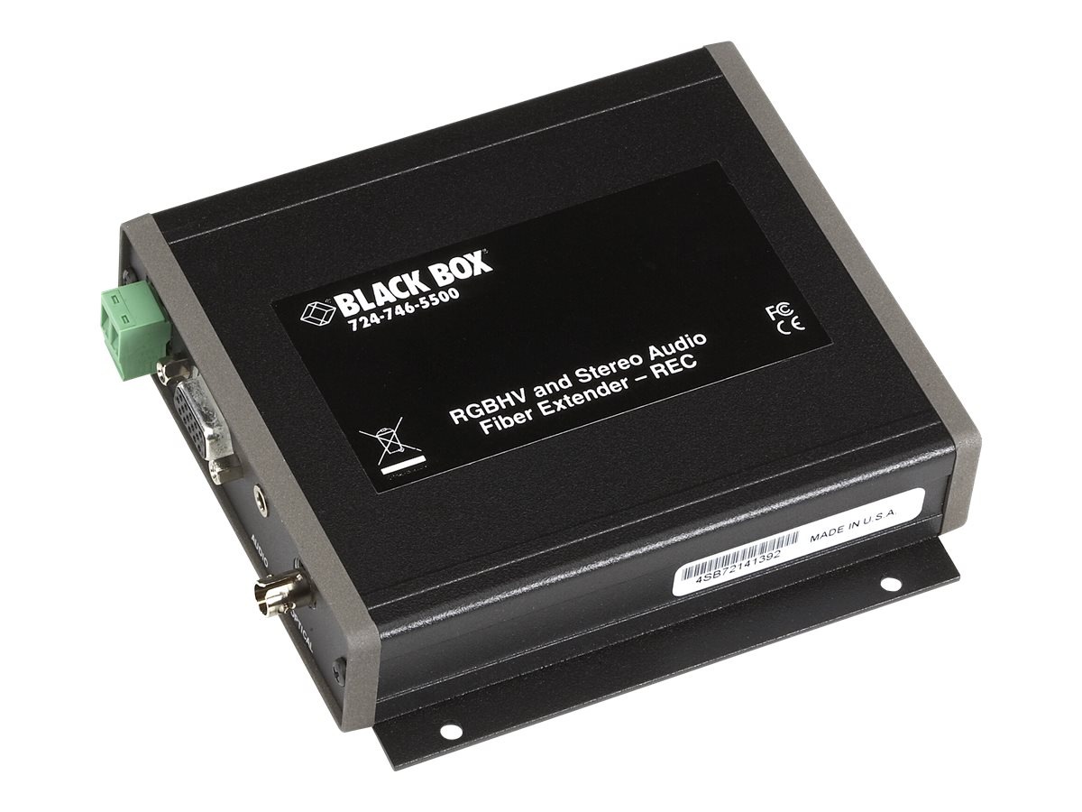 Black Box RGBHV/Stereo-Audio Fiber Extender, Receiver - monitor/audio exten