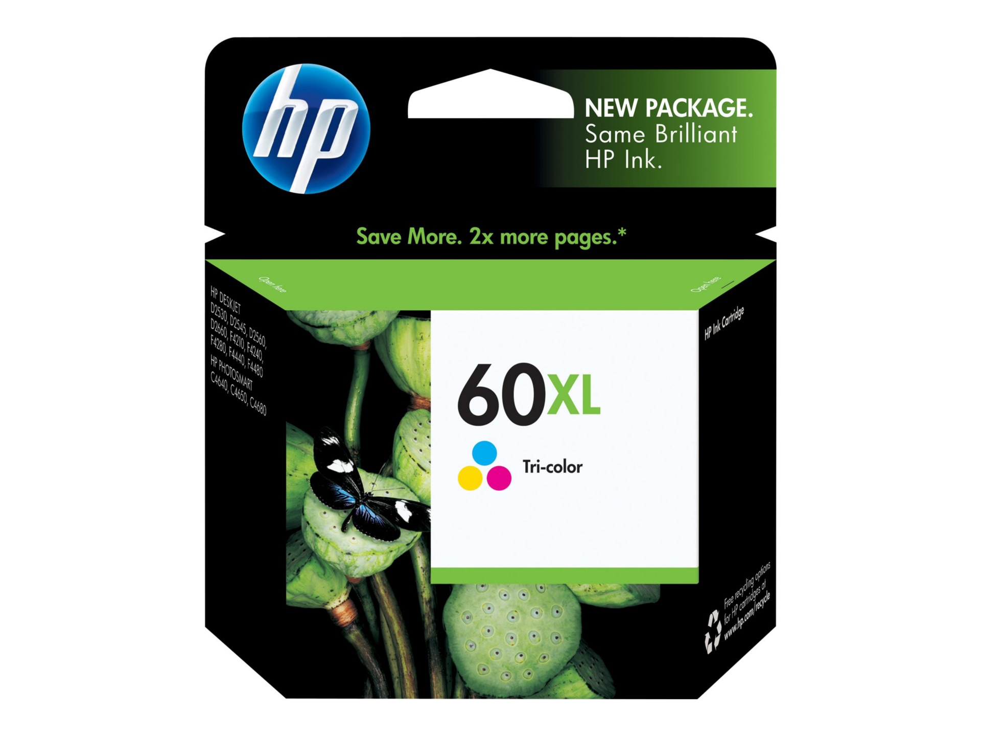 HP 60XL - High Yield - color (cyan, magenta, yellow) - original - ink cartridge