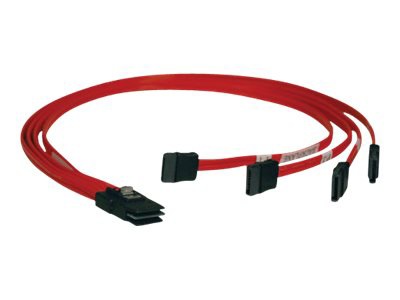 Tripp Lite 3ft Internal SAS Cable 4-Lane Mini-SAS SFF-8087 to 4x SATA 7Pin 3' - SATA / SAS cable - 3 ft