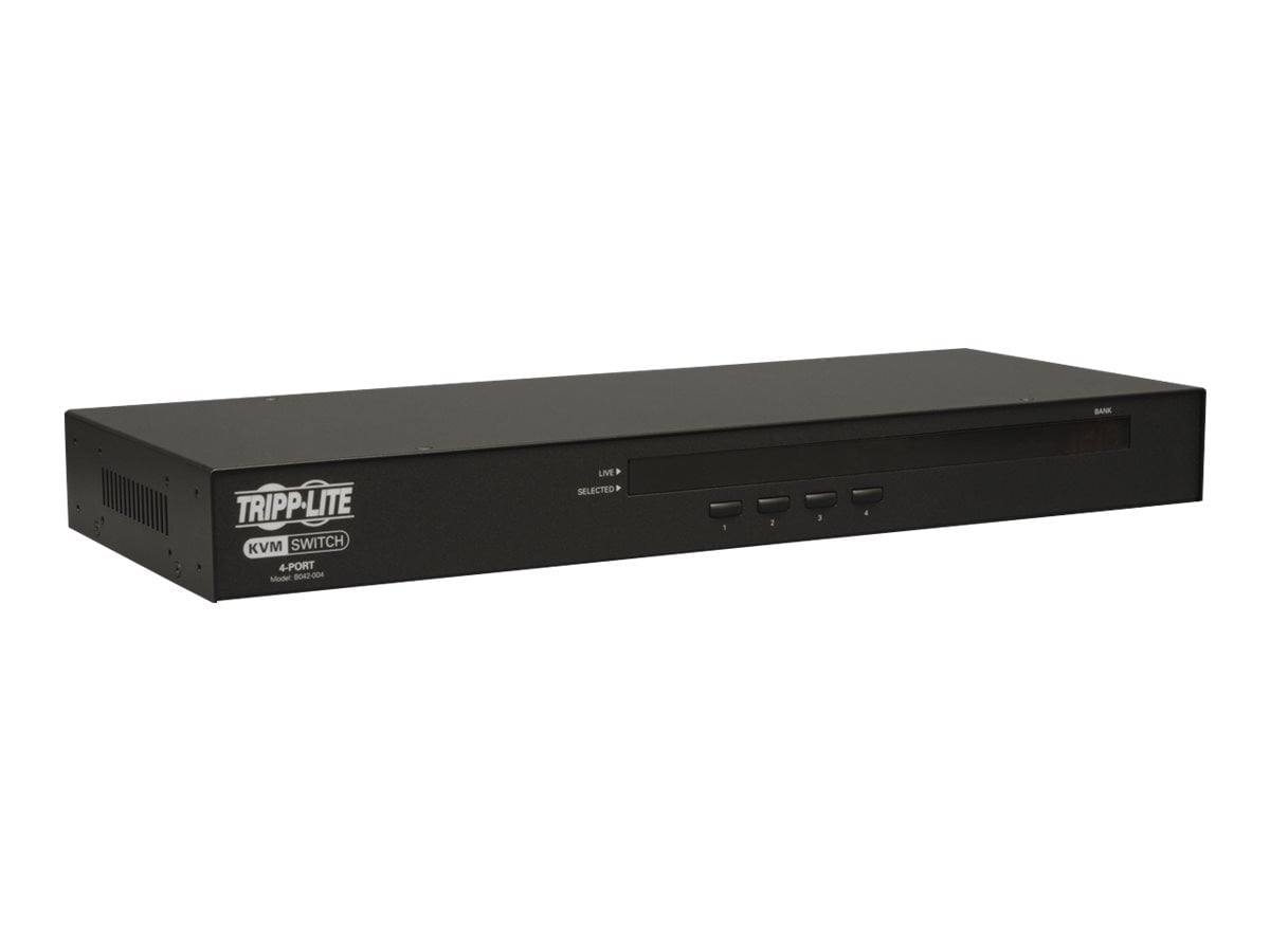 Tripp Lite 4-Port Rackmount USB / PS2 KVM Switch w/ On-Screen Display 1U - KVM switch - 4 ports - rack-mountable