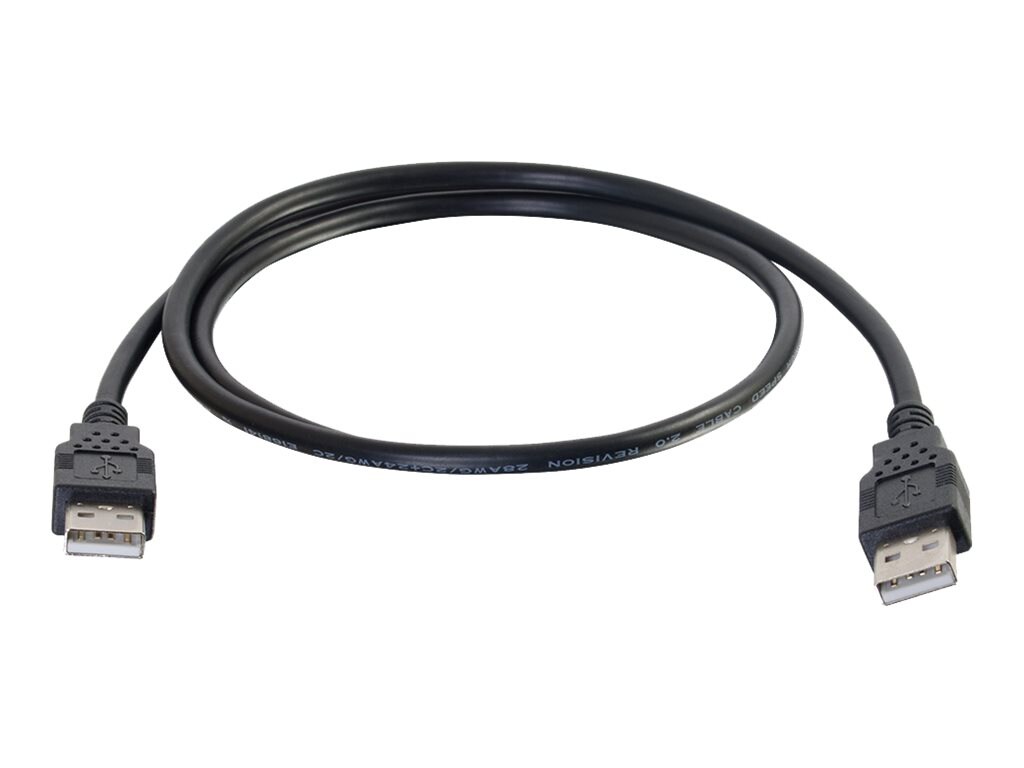 C2G 3.3ft USB Cable - USB A to USB A Cable - USB 2.0 - Black - M/M - USB ca
