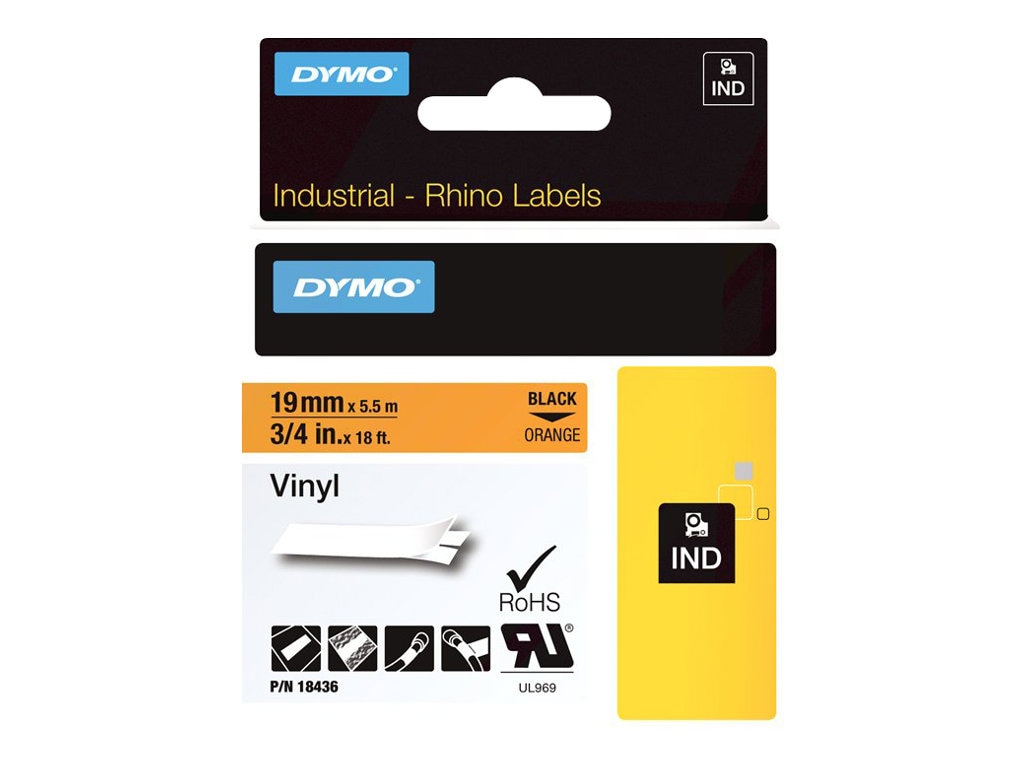 DYMO RhinoPRO Orange Permanent Adhesive Vinyl Tape