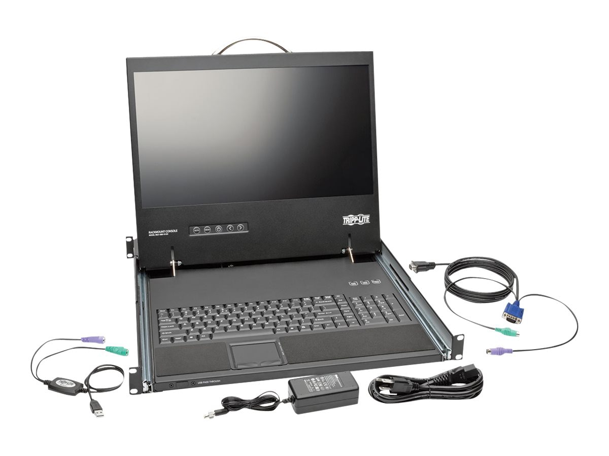 Thumbnail 4 of 6 for Eaton Tripp Lite Series Rack Console Short-Depth KVM Cable Kit w/ 19" LCD VGA 1U TAA - KVM console - 19"