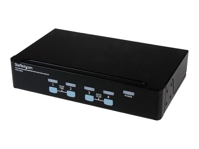 StarTech.com Rackmount 4 Port USB VGA KVM Switch w/Audio & USB 2.0 Hub - 1U