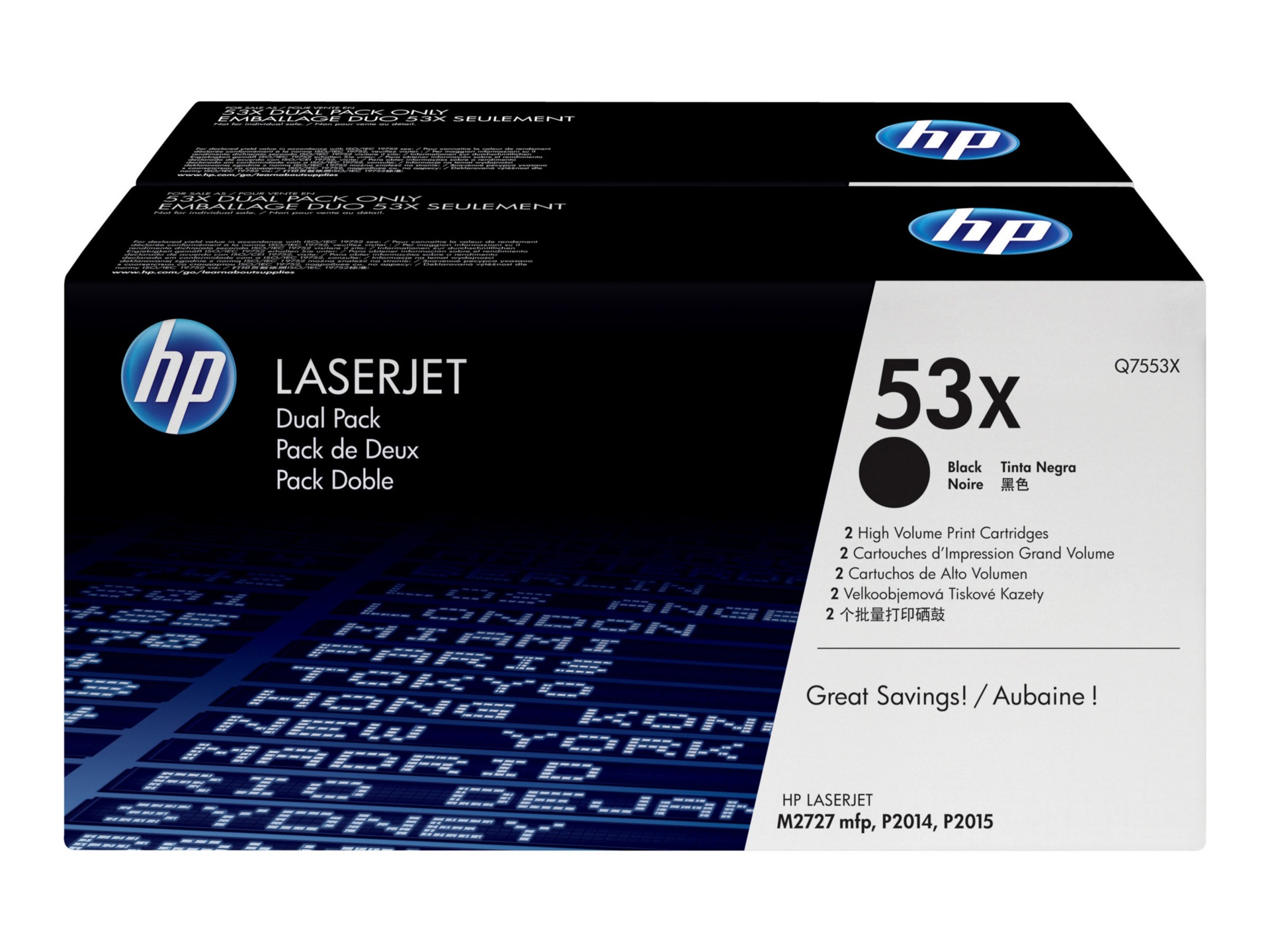 HP 53X (Q7553XD) 2-pack High Yield Black Original LaserJet Toner Cartridges