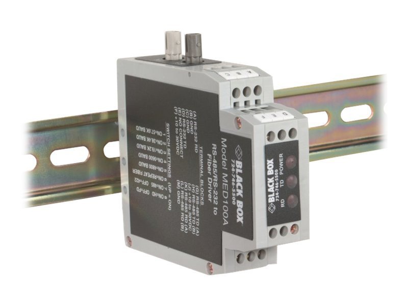 Thumbnail 2 of 2 for Black Box DIN Rail RS-232/RS-485 <-> Fiber Driver - short-haul modem