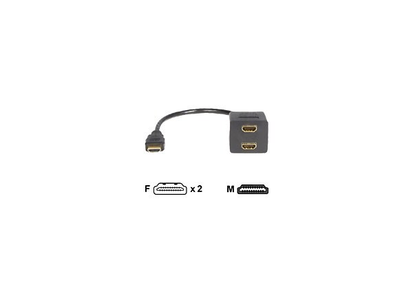 StarTech.com Standard HDMI Cable - 1x HDMI (M) to 2x HDMI (F) - video splitter - HDMI - 1 ft