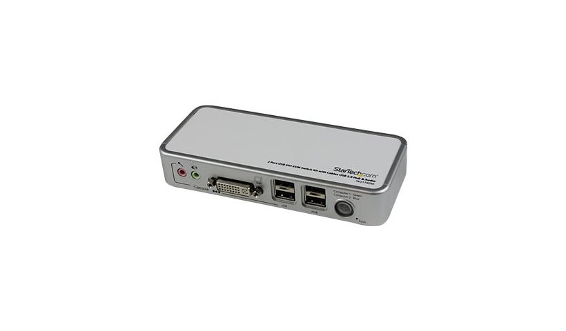 StarTech.com 2 Port USB DVI KVM Switch Kit with Audio, USB 2.0 Hub & Cables