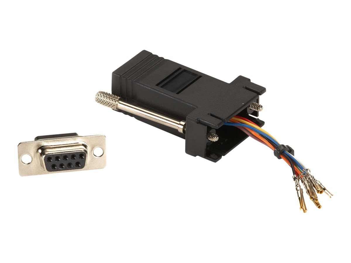 Black Box Modular Adapter Kit Unassembled, DB9F / RJ45F, Black,Thumbscrews