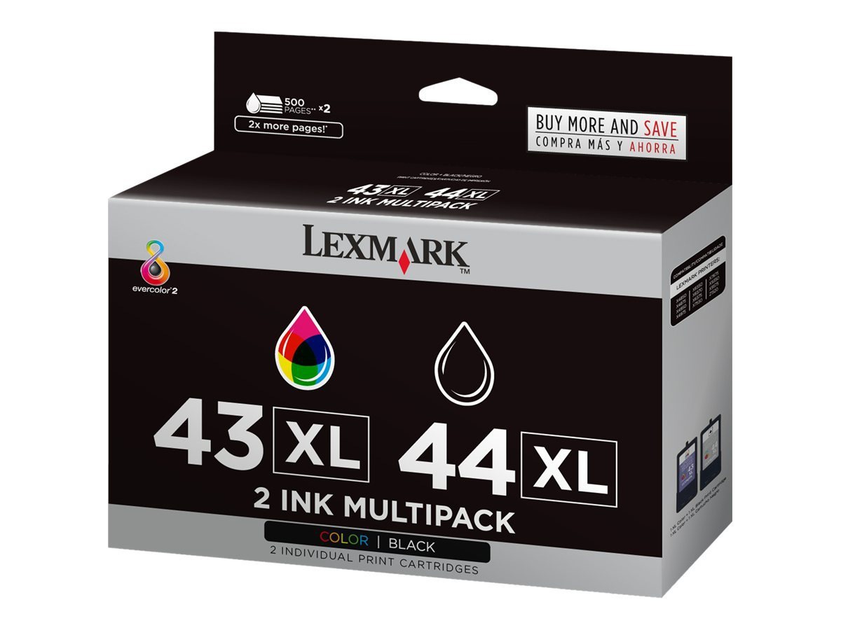 Lexmark Twin-Pack #43XL and #44XL - 2-pack - High Yield - black, color (cyan, magenta, yellow) - original - ink