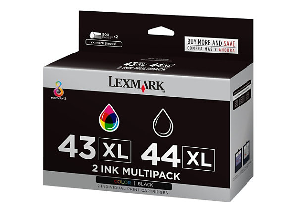 Lexmark Twin-Pack #43XL and #44XL - 2-pack - High Yield - black, color (cyan, magenta, yellow) - original - ink