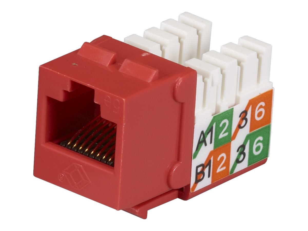 Black Box GigaBase2 CAT5e Red RJ45 110 Keystone Jack ETL Verified