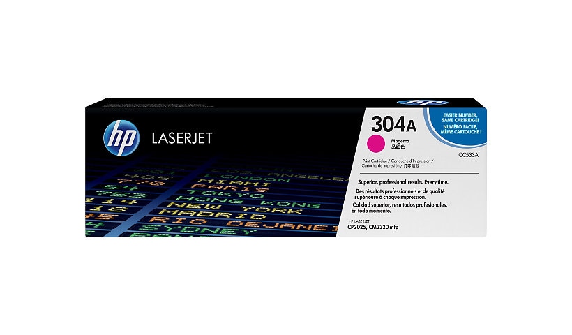 HP 304A (CC533A) Original Laser Toner Cartridge - Single Pack - Magenta - 1 Each