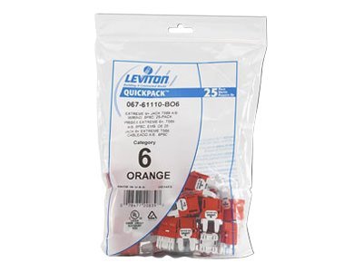 LEVITON 25PK CAT6 JACKS RED