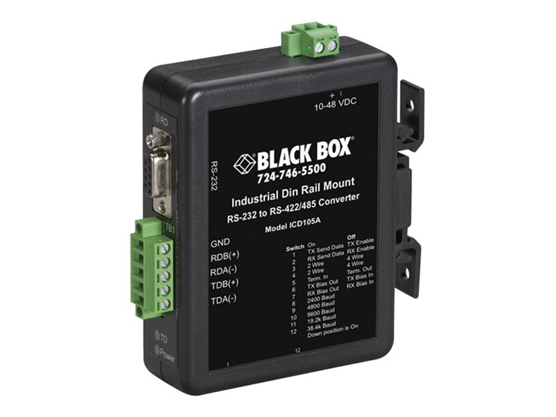 Black Box Industrial DIN Rail Converter - serial adapter