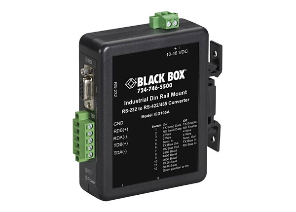 Black Box Industrial DIN Rail Converter - serial adapter