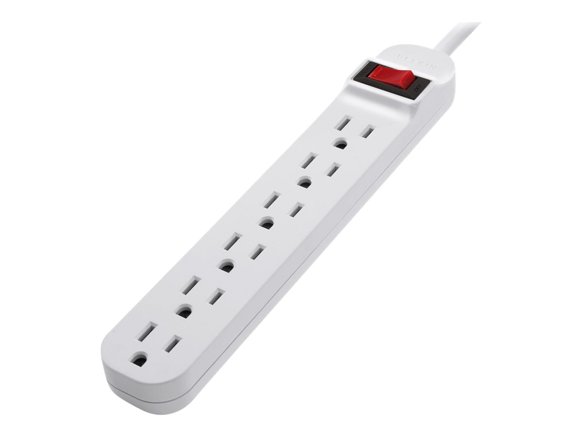 Belkin 6-Outlet Power Strip With 3ft Cord, White - F9P609-03 - Power Strips  & Surge Protectors 