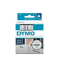 DYMO Authentic D1 Label Tape for LabelManager Printers, 1/2" Black on White