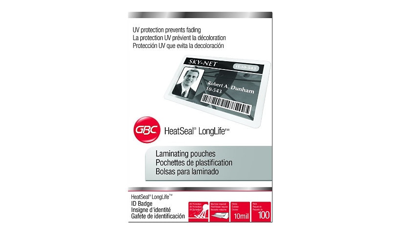 GBC HeatSeal LongLife Badge-ID Size - 100-pack - 2.563 in x 3.752 in - lamination pouches
