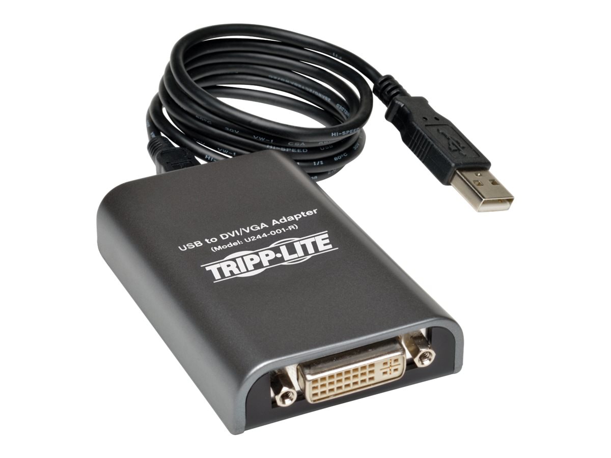 Tripp Lite USB 2.0 to DVI/VGA Dual Multi-Monitor External Video Graphics Card Adapter 1080p 60Hz - external video