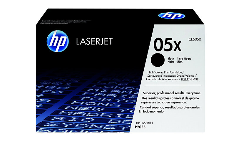 HP 05X (CE505X) Original High Yield Laser Toner Cartridge - Single Pack - Black - 1 Each