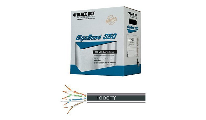 Black Box Bulk 1000ft Pull Box Cat5e 350Mhz UnShielded Solid Black PVC CMR