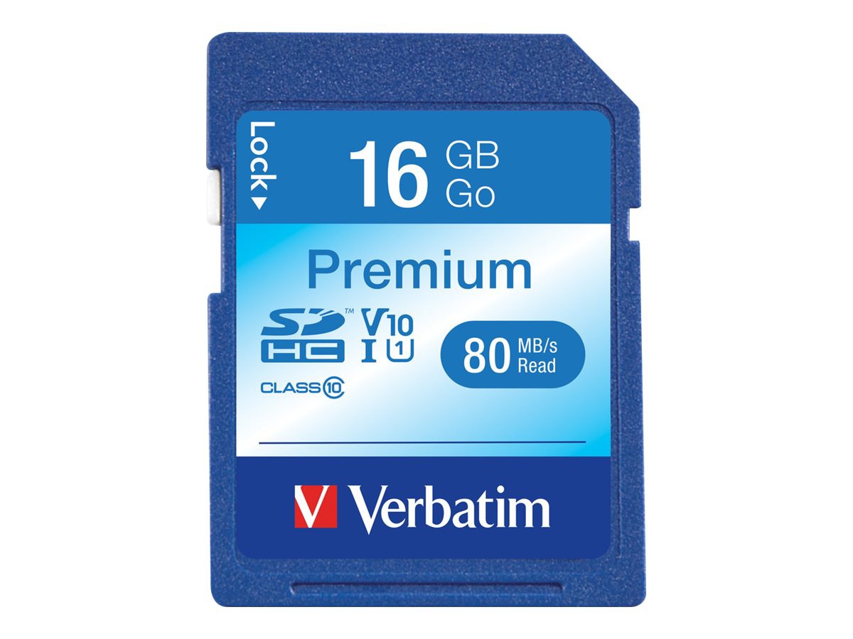 Verbatim Premium - flash memory card - 16 GB - SDHC UHS-I