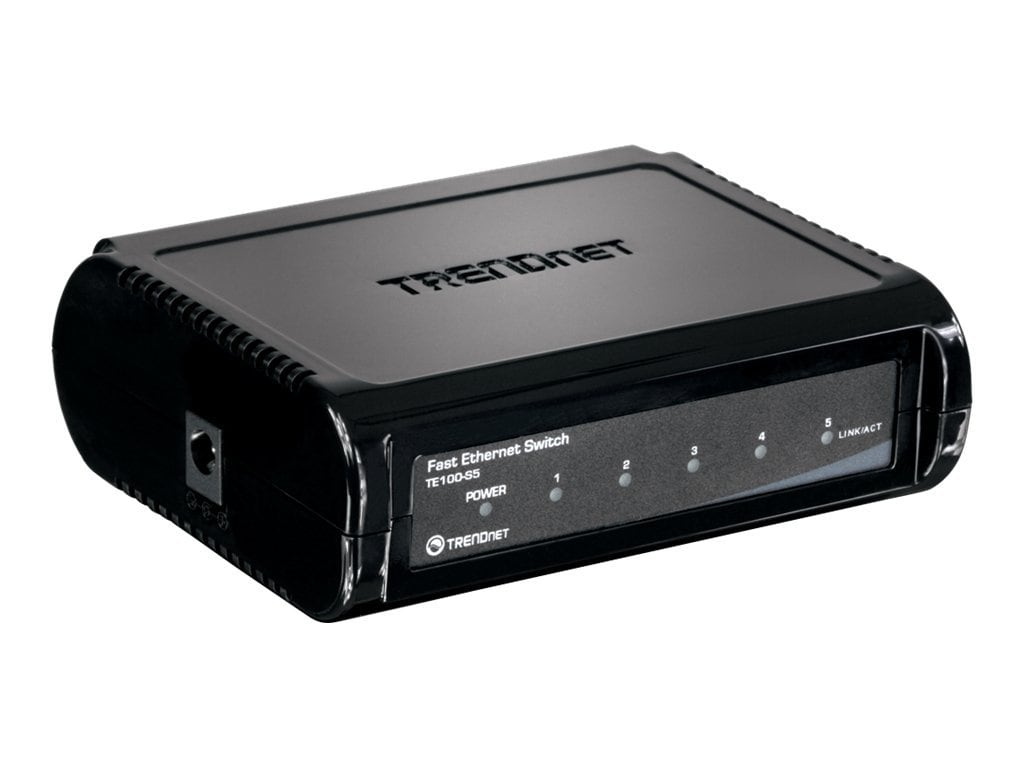 TRENDnet 5-Port Unmanaged 10/100 Mbps GREENnet Ethernet Desktop Plastic Housing Switch; 5 x 10/100 Mbps Ports; 1Gbps