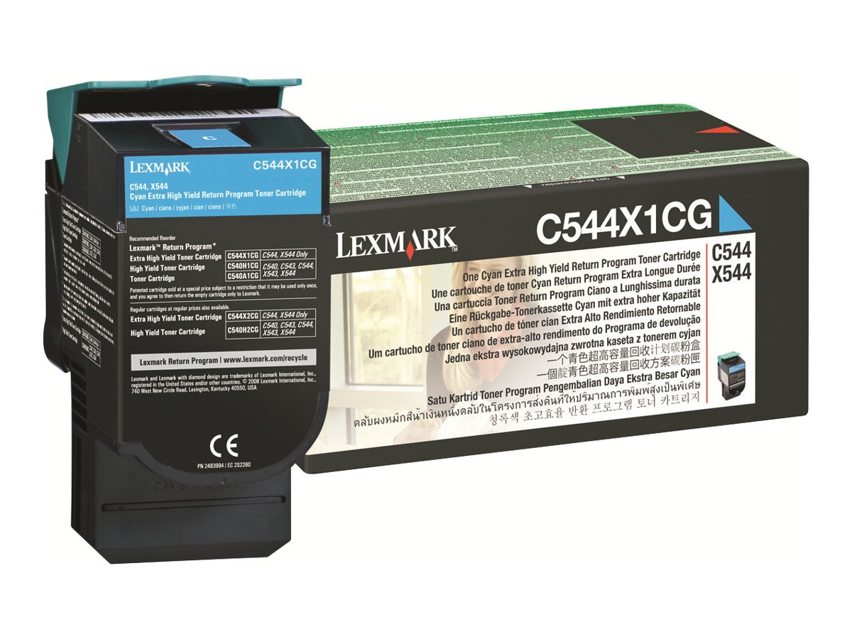 Lexmark C544, X544 Extra High Yield Return Program Toner Cartridge - Cyan