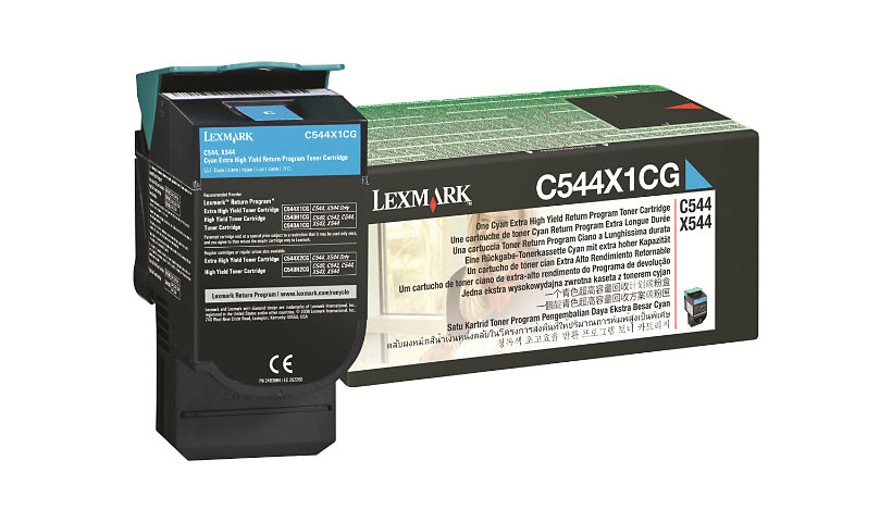 Lexmark C544, X544 Extra High Yield Return Program Toner Cartridge - Cyan