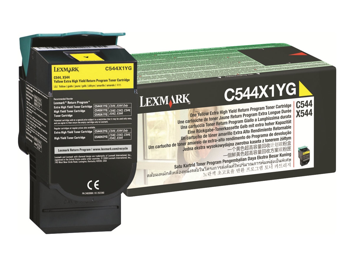 Lexmark C544,X544 Extra High Yield Return Program Toner Cartridge - Yellow