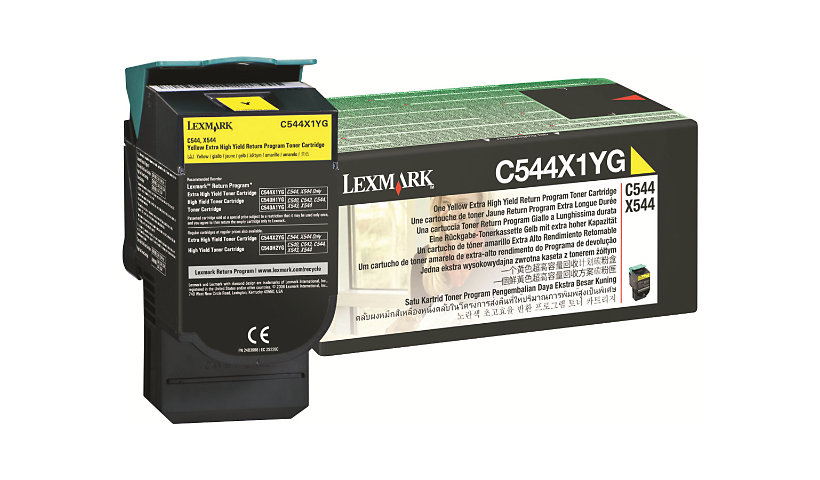 Lexmark C544,X544 Extra High Yield Return Program Toner Cartridge - Yellow