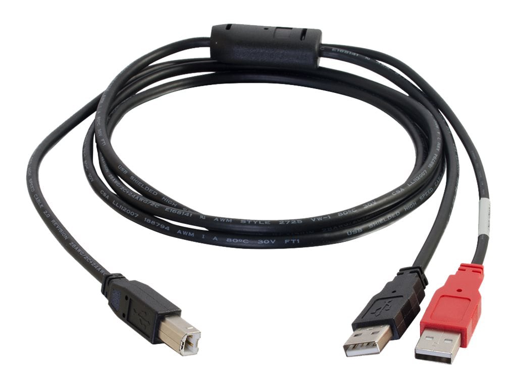 C2G 6ft USB A to USB B Y-Cable - Dual USB Type-A to USB-B - M/M