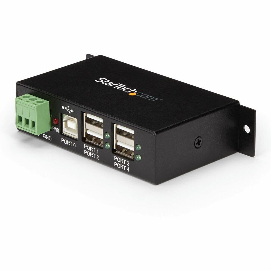 StarTech.com 4-Port USB 2.0 Hub - Metal Industrial USB-A Hub - Din Rail, Wa