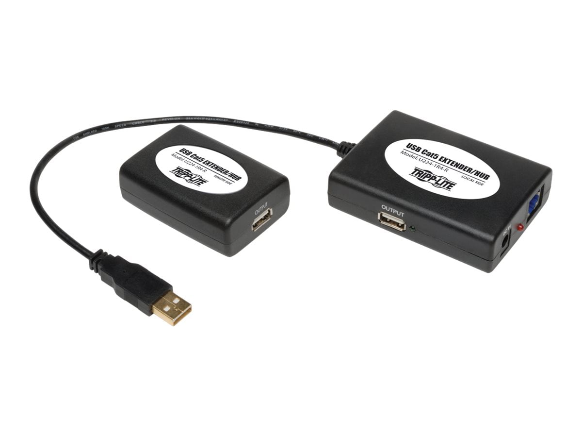 Tripp Lite 4-Port USB 2.0 Hi-Speed USB Over Cat5 Hub with 3 Local Ports & 1 Remote Port - USB extender - USB