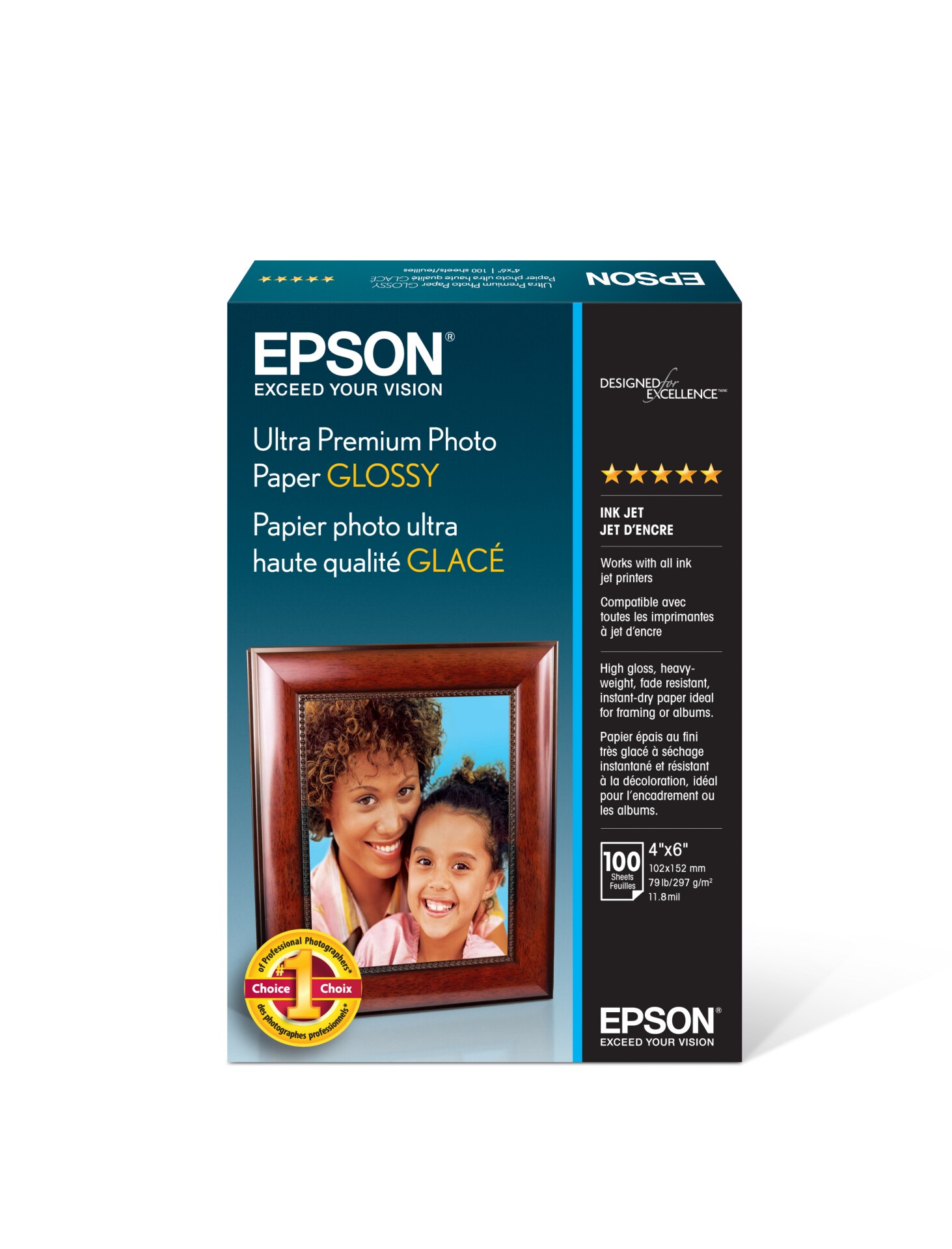 Epson Ultra Premium Glossy Photo Paper - photo paper - glossy - 100 sheet(s) - 4 in x 6 in